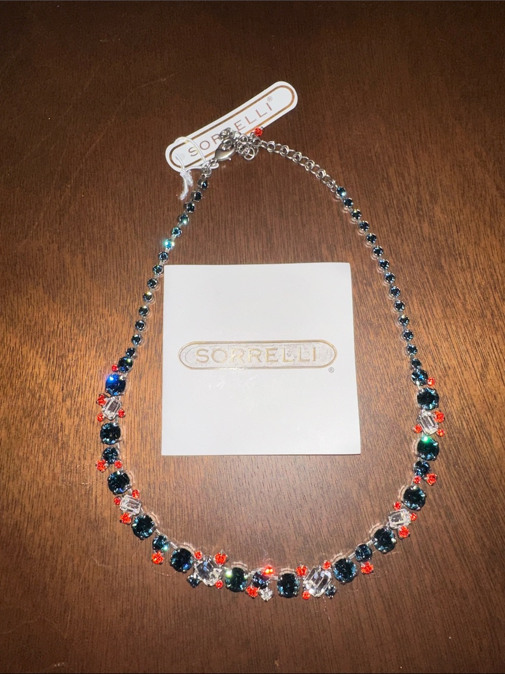 Sorrelli Blue, Orange, and Crystal Necklace